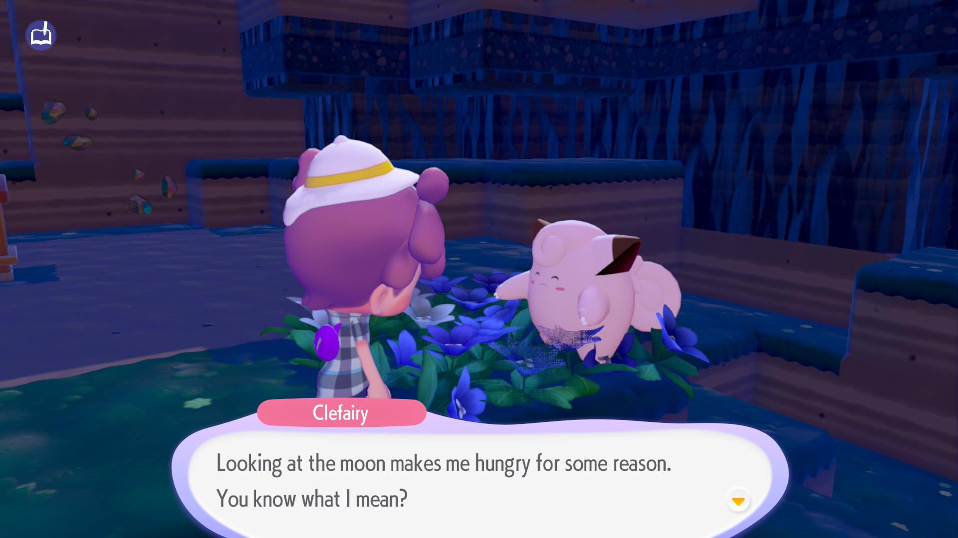 Clefairy says: "Looking at the moon makes me hungry for some reason. You know what I mean?"